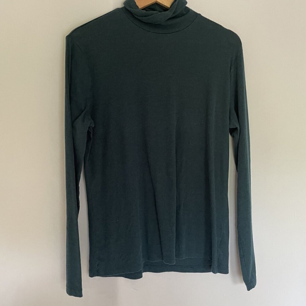 Time and Tru large turtleneck turquoise sweater casual long sleeves rayon cotton